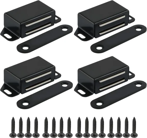 Miniatura 10 de Alise Cat005G-4P - Cerradura magnética para gabinete, cierre de puerta con fuerte magnético para gabinetes, puertas de armario doradas, cerraduras