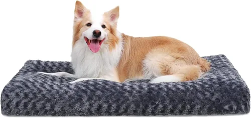 KSIIA Cama Lavable para Perros Cama de Felpa de Lujo para Jaula de Perros Almohadilla Cómoda para Perrera Alfombrilla Antideslizante para Dormir