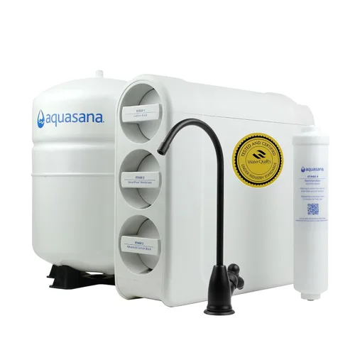 Aquasana SmartFlow® Filtro de agua de ósmosis inversa | Sistema RO bajo el fregadero | Certificado WQA hasta el 99,99% de 90 contaminantes, Negro