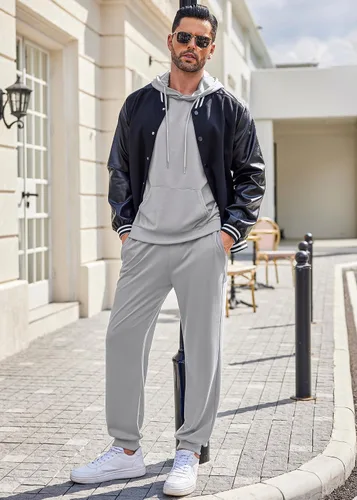 Miniatura 45 de COOFANDY Conjunto deportivo de 2 piezas para hombre, conjunto deportivo casual con capucha