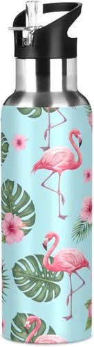 Miniatura 8 de Tropical Pink Flamingos Blue Insulated Water Bottle 20 Oz Leakproof Water Bottles, BPA-Free Sport Water Bottle Insulated