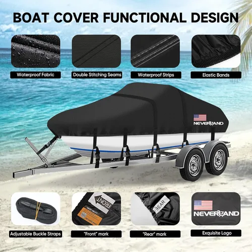 Miniatura 3 de Cubierta para barco 17-19 pies Fundas impermeables para barco Compatibles con bass, V-Hull y Tri-Hull, pesca y esquí, Runabout Bowrider, 17' 18' 19