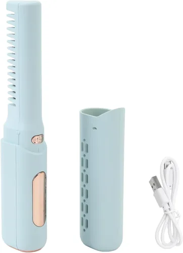 Miniatura 11 de Mini alisador de pelo recargable inalámbrico, cepillo de peine portátil con 3 temperaturas ajustables para todo tipo de cabello (caqui)