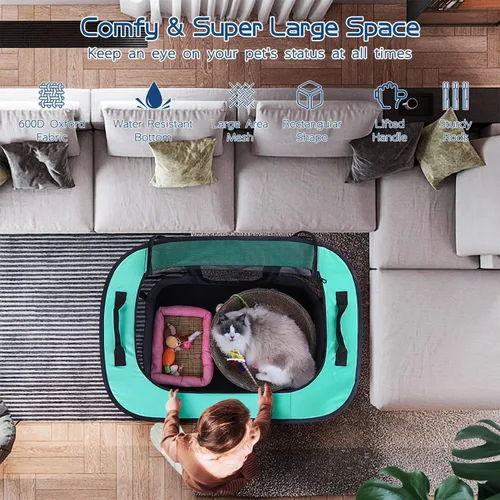 Miniatura 5 de Corralito para perros, corralito para mascotas, corralito plegable para cachorros y gatos, carpa jaula portátil para ejercicio, cubierta de sombra