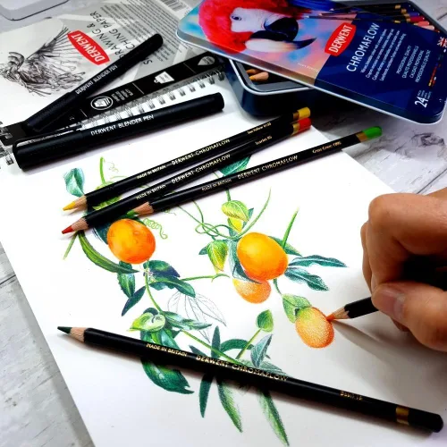 Miniatura 6 de Derwent Chromaflow 2305857 - Lápices de colores, juego de 24 unidades, ideales para regalos de vacaciones, núcleo de 0.157 in de ancho, multicolor