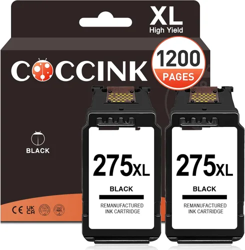 Cartuchos de tinta COCCINK PG 275 XL 275XL para impresoras Canon remanufacturados | Canon Pixma TR4720 TR4722 TR4700 TS3700 TS3720 TS3722 TS3522