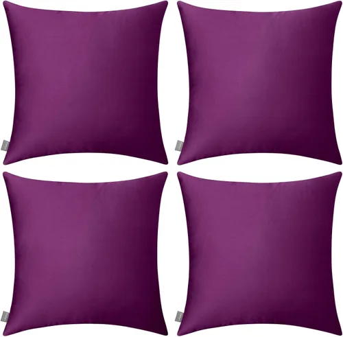 Miniatura 52 de Thmyo - Paquete de 4 fundas de almohada decorativas de 100 % algodón para lumbar, cómodas, sólidas, para Navidad/Halloween, fundas de cojín Blanco