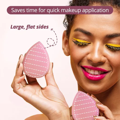Miniatura 8 de BEAKEY Juego de 2 esponjas de maquillaje patentadas triangulares de 12 piezas y Flat Duo