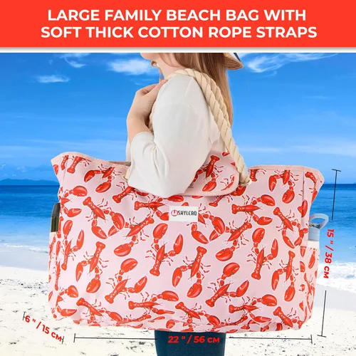 Miniatura 2 de SHYLERO La bolsa de playa y la bolsa de piscina tiene bolsa hermética, cierre magnético a presión. La bolsa de playa es repelente al agua.