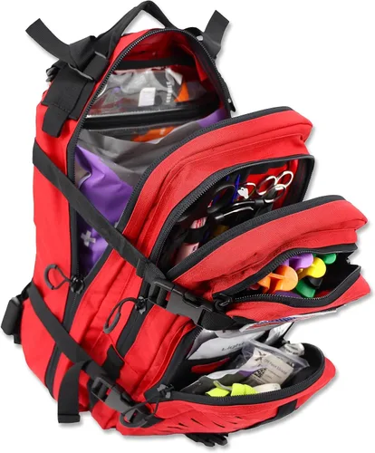 Lightning X Mochila médica para primeros auxilios + kit para traumatismos y hemorragias (Rojo)