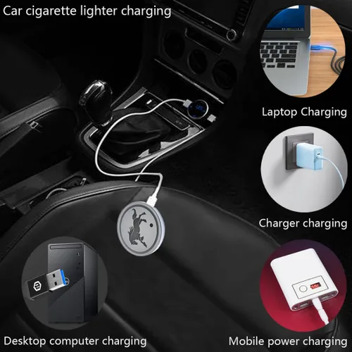 Miniatura 5 de 2 piezas de luces LED para portavasos de coche, almohadillas luminiscentes de 7 colores, posavasos de coche con carga USB, almohadilla luminiscente
