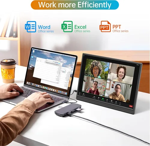 Miniatura 6 de Monitor portátil de 16.0 pulgadas FHD 1920 * 1200P USB C HDMI Ultradelgado IPS para viajes, pantalla con altavoces, HDR Plug&Play, monitor externo