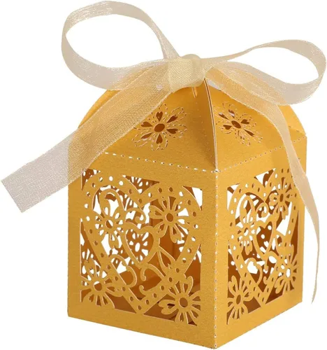 Miniatura 9 de Paquete de 50 cajas de dulces de boda con corazones cortados con láser, cajas de regalo pequeñas para bodas, despedidas de soltera, aniversarios, 01