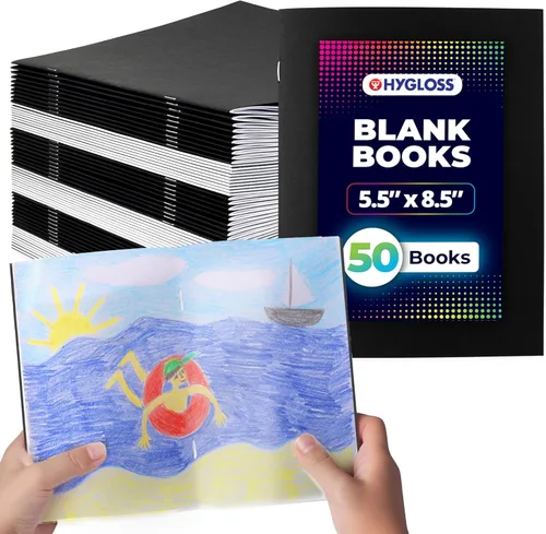 Miniatura 14 de Hygloss Libros en blanco – Paquete de 10 unidades – 5.5 x 8.5 pulgadas A5 colores surtidos – Libros en blanco de tapa blanda para que los niños