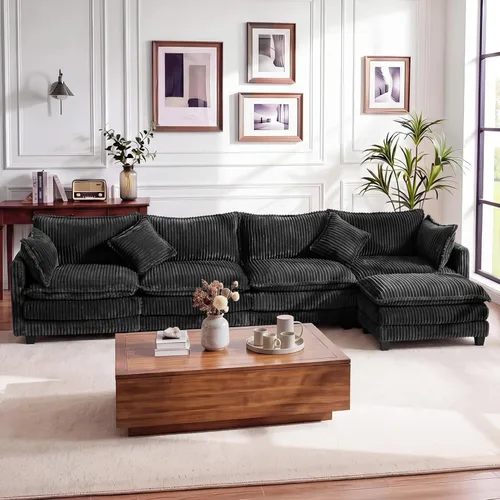 Miniatura 11 de Vesgantti 74" Cloud Couch for Living Room, 2 Seaters Deep Seat Sectional Modular Sofa, Double Cushion Corduroy Small Sofas Living Room Couches for
