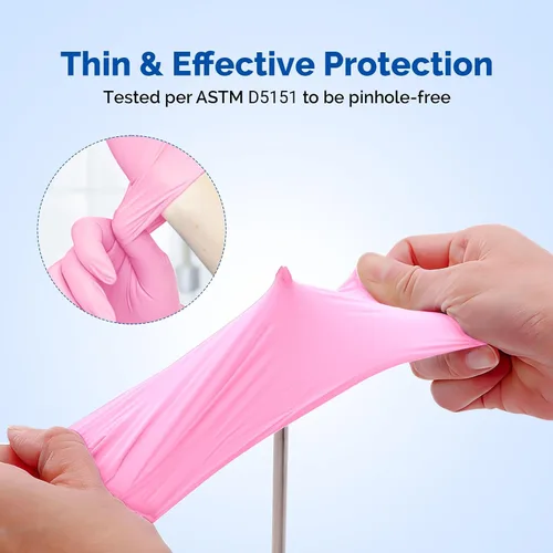 Miniatura 4 de JMU Guantes de Nitrilo Rosa, No Estériles, Guantes de Examen Desechables Sin Látex para Médico Esteticista, XS/S/M/L/XL, 200-4000