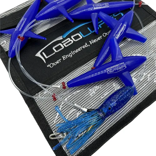 Miniatura 2 de Lobo Lures #401 Teaser de atún con forma de margarita, cadena de 400 libras, líder de 500 libras, sacacorchos giratorio y bolsa de almacenamiento