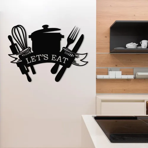 Miniatura 3 de XORT Letrero de metal para cocina, arte de pared de cocina de metal, letrero de "Let's Eat" para el hogar, cocina, comedor, sala de estar