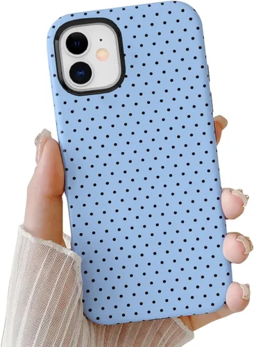 Funda para iPhone 13 Mini y 12 Mini, bonita funda de lunares 2 en 1 a prueba de golpes para mujeres y niñas, funda protectora estética de doble capa
