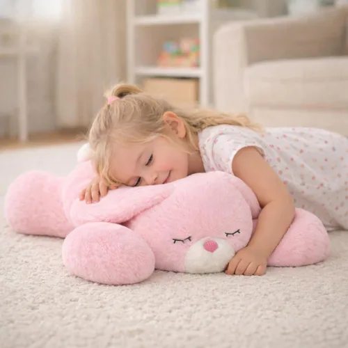 Miniatura 8 de Conejito de Pascua con peso, peluche suave de conejo con peso, lindo conejo rosa, regalos de cumpleaños y Pascua para niños, niñas y adultos