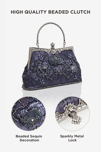 Miniatura 2 de BABEYOND Bolsos de mano de noche para mujer, accesorios vintage para bolso de noche para mujer, Gatsby de los años 20 con cuentas de lentejuelas