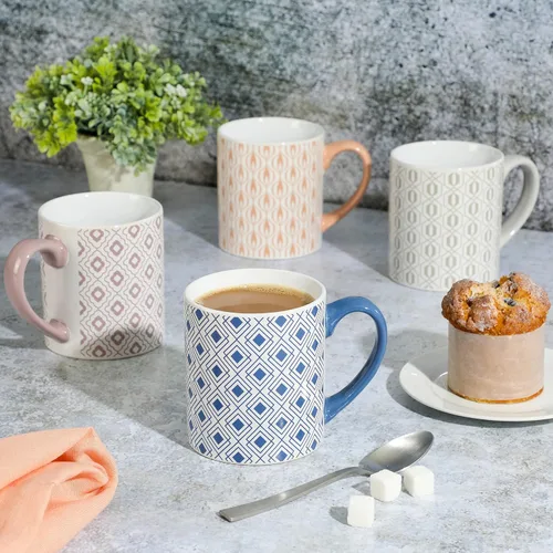 Miniatura 2 de Mr. Coffee Bliss - Juego de Tazas de Gres con Diseño Surtido de 4 Unidades (1 Paquete) de 20 Onzas