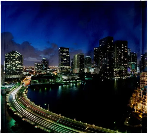 3dRose Paño de lavado 11x12 para cara y cuerpo - Estados Unidos, Florida, Miami, horizonte elevado de la ciudad de Brickell Key, noche. Florida