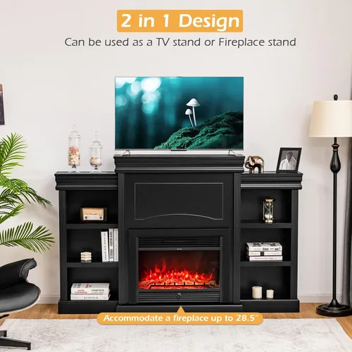 Miniatura 7 de Tangkula Soporte de mantel independiente de 70 pulgadas, gabinete moderno con chimenea para sala de estar, dormitorio, mesa consola de madera