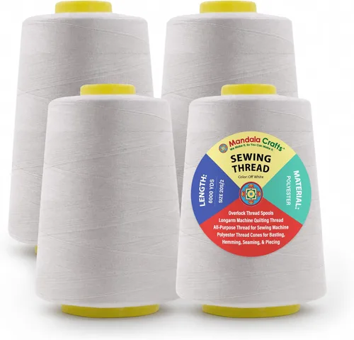 Miniatura 47 de Mandala Crafts 4 Pack of Serger Threads Cones Spools - 20S/2 24000 Yards Polyester Baby Blue Threads for Sergers Machine and Overlock Quilting