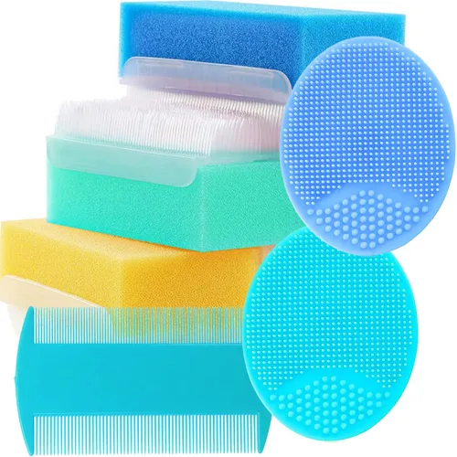 Miniatura 6 de Esponjas de baño de bebé para recién nacidos, cepillo para cuna de bebé, peine para cuna para bebés (paquete de 6) (color mixto A)