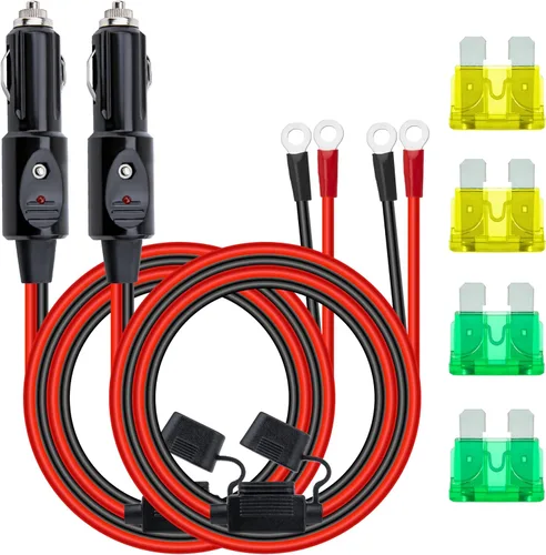 Miniatura 8 de Enchufe de encendedor de cigarrillos resistente de 12 AWG, cable adaptador de enchufe macho de encendedor de cigarrillos de 10 pies con luces LED
