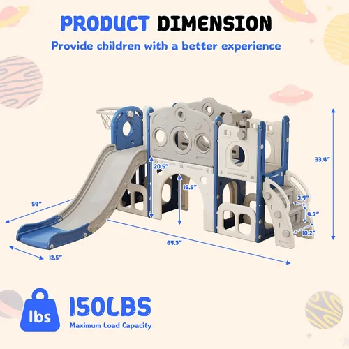 Miniatura 3 de GITAWUSA Juego de tobogán para niños pequeños 8 en 1, juego de juego para interiores y exteriores para niños de 1, 2 y 3 años, tobogán para escalar