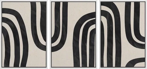 Miniatura 134 de wall26 Lienzo enmarcado para pared, juego de arte impreso con collage de polígonos en espiral negro y tostado, ilustraciones de patrones abstractos