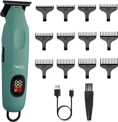 Miniatura 9 de IWEEL Recortadora de Barba Profesional para Hombres - Cortapelos Eléctrico, Perfiladores con Cuchilla en T de Separación Cero, Kit de Aseo