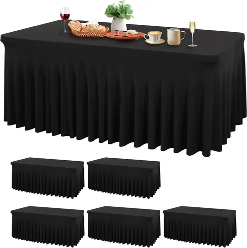 Miniatura 29 de Wish Care Paquete de 2 manteles de elastano elástico azul bebé para mesas rectangulares de 4 pies, manteles ajustables sin arrugas de 4 pies