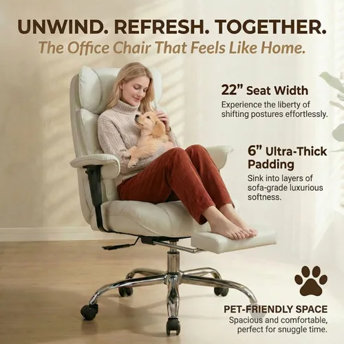 Miniatura 6 de Efomao Silla de oficina grande y alta de 400 libras, silla de escritorio reclinable resistente con reposapiés, silla ejecutiva de piel sintética