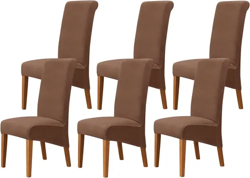 Miniatura 68 de Juego de 2 fundas de terciopelo para sillas de comedor, color beige, fundas elásticas para sillas de comedor y cocina, reutilizables, protector