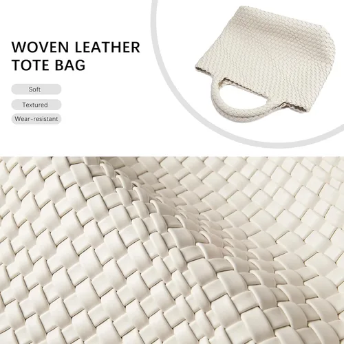 Miniatura 5 de BOSTANTEN Bolsas tejidas para mujer, bolso grande de cuero, bolso de mano de verano, playa, viaje, bolso de hombro de moda