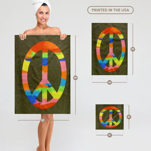 Miniatura 6 de 3dRose Image of Rainbow Peace Sign 11x12 Wash Cloth for Face and Body