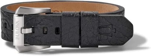 Miniatura 2 de Bulova Jewelry Mens Precisionist Black Leather Belt-Strap Bracelet
