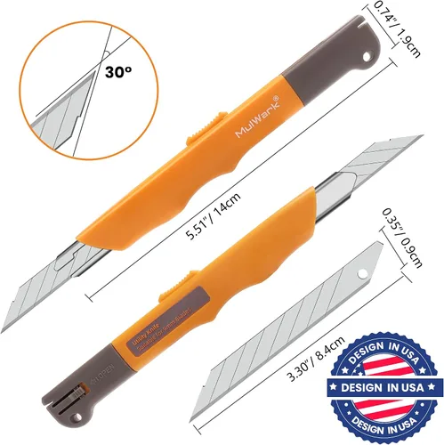 Miniatura 2 de Mulwark Juego de Cuchillo Utilitario Retráctil de Caja de 11 Piezas - Cuchillo de Artesanía Resistente con 10 Cuchillas de Corte de 9 mm de 30