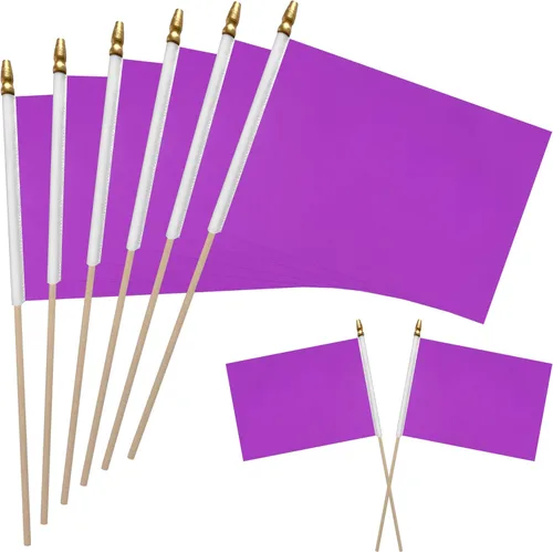 WEITBF 12 Piezas Banderas Moradas Sólidas de 8×12 Pulgadas Pequeñas Banderas de Sublimación en Blanco para Bricolaje en Palo Mini Bandera Triangular