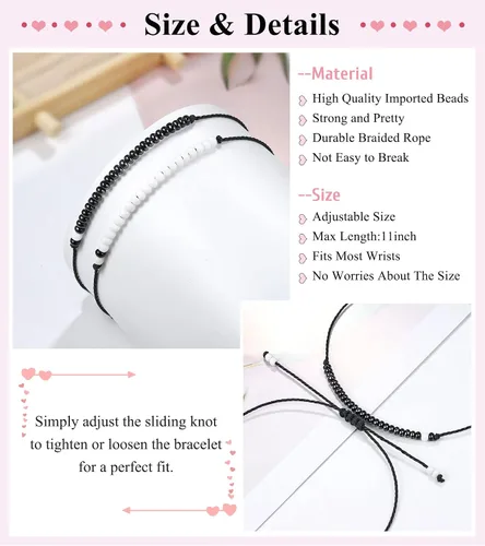 Miniatura 4 de UNGENT THEM - Pulseras Pinky Promise para parejas o mejores amigos juego de pulseras para relaciones a distancia bisutería de regalo para mujeres