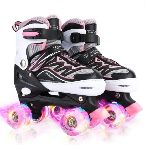 Patines en línea ajustables para niñas y mujeres, todas las 8 ruedas de los patines de niña brillan, iluminación segura y divertida para niños