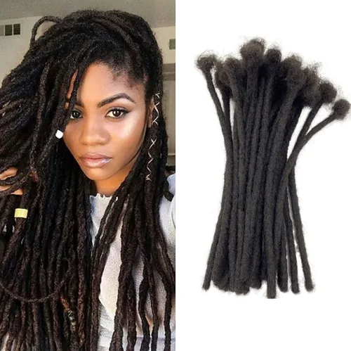 Miniatura 13 de Extensiones de rastas de cabello humano 100% real, de 0.1 in, 8 pulgadas, 10 hebras para hombres y mujeres, con cobertura de cabeza completa, hechas