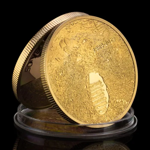 Miniatura 5 de Moneda Apolo Apolo Aniversario Humanos Primer Aterrizaje Monedas Conmemorativas Oro