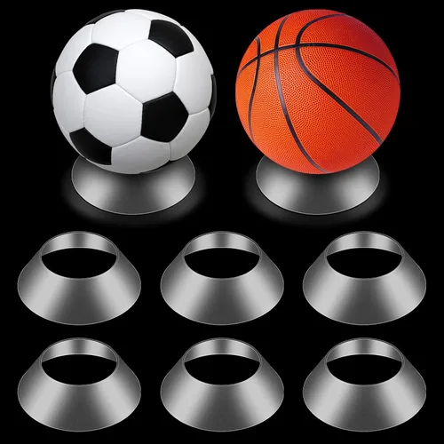 Miniatura 7 de Blulu Soporte de exhibición de bolas de memoria, 6 unidades, soporte de pedestal para fútbol, baloncesto, fútbol, voleibol, sóftbol, bolos (negro)
