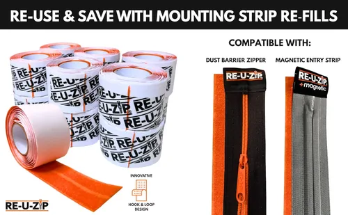 Miniatura 5 de RE-U-ZIP® Cremallera resistente reutilizable con barrera contra polvo Paquete Pro Sistema patentado de gancho y bucle Rentable y confiable