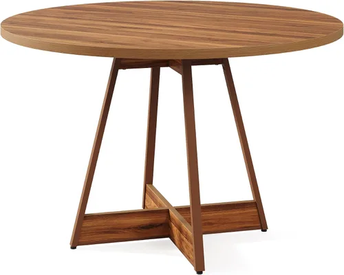 Miniatura 9 de LITTLE TREE Mesa de comedor redonda de 39 pulgadas para 2-4, mesa de cocina circular de granja para comedor, mesa de comedor de madera con pedestal