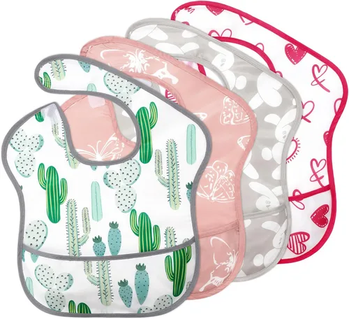 Miniatura 11 de Accmor Baby Bibs for Eating, Waterproof Mess Proof Baby Toddler Bibs, Apron Smock Feeding Bibs for Girls Boys